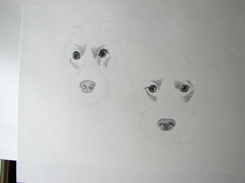 Early progress on a double portrait of Mick & Maggie.